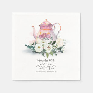 Floral Teapot Birthday Par-Tea Napkin