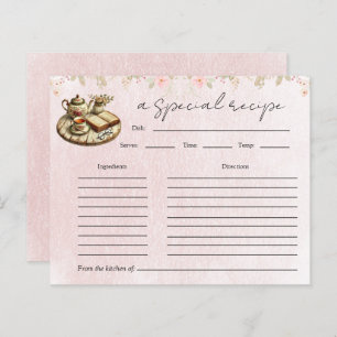 Floral Teapot Bridal Shower Tea Party Recipe Card