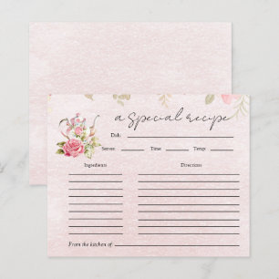 Floral Teapot Bridal Shower Tea Party Recipe Card