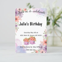 Floral teapot lavender birthday 