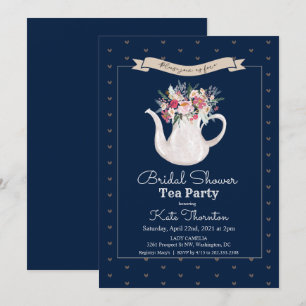Floral Teapot Tea Party Bridal Shower Invitation