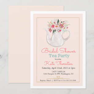 Floral Teapot Tea Party Bridal Shower Invitation