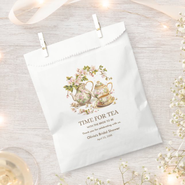 Floral Teapot Time for Tea Bridal Shower   Favour Bags (Clipped)