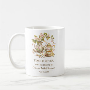 Floral Teapot Time for Tea Bridal Shower Mugs