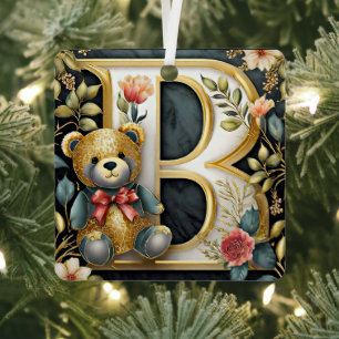 FLoral Teddy Bear letter B Metal Tree Decoration