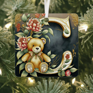 FLoral Teddy Bear letter C Metal Tree Decoration