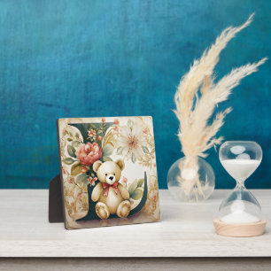 FLoral Teddy Bear letter L Plaque