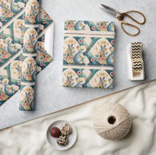 FLoral Teddy Bear letter X Wrapping Paper