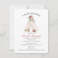 Floral Tee Pee Pink Boho Baby Shower  Invitation