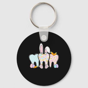 Floral Teeth Bunny Ears Dental Squad Happy Easter  Key Ring