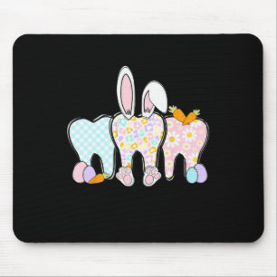 Floral Teeth Bunny Ears Dental Squad Happy Easter Mouse Mat