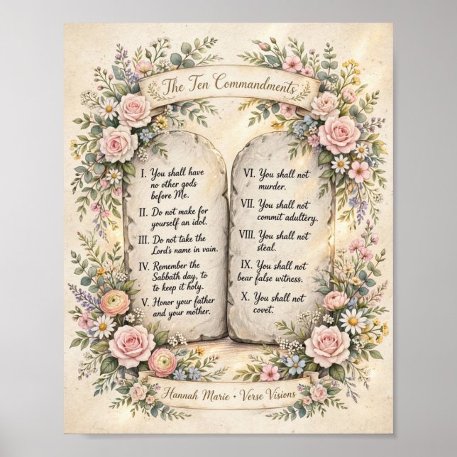 Floral Ten Commandments Poster (Front)