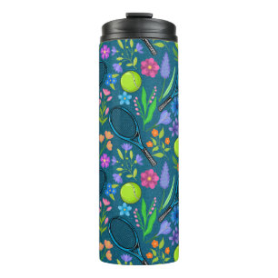Floral tennis pattern thermal tumbler
