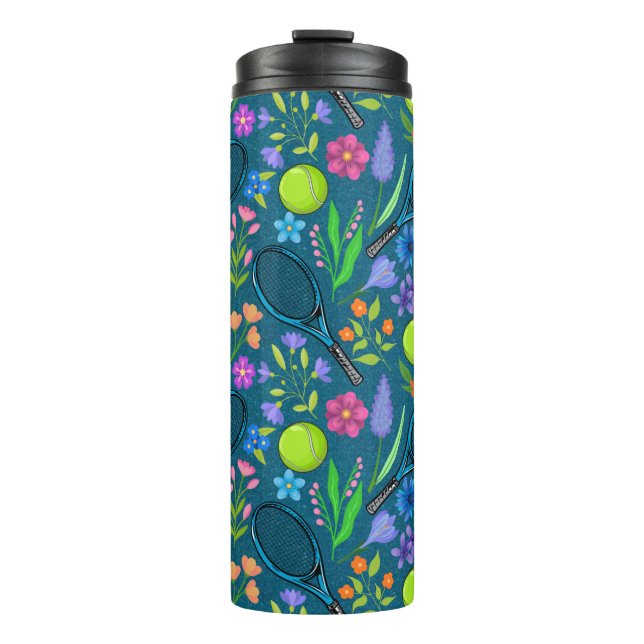 Floral tennis pattern  thermal tumbler (Front)