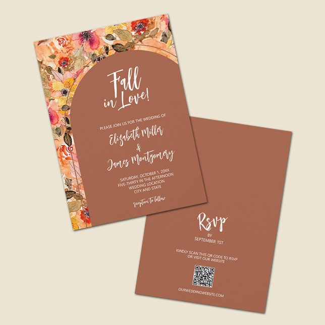 Floral Terracotta All In One Wedding Invitations (Creator Uploaded)