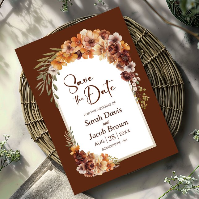 Floral Terracotta Arch Wedding Save the Date Invitation (Creator Uploaded)