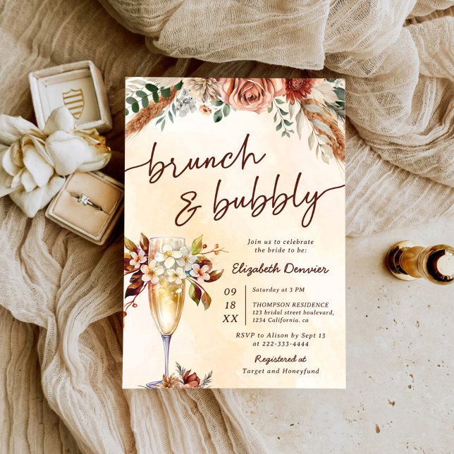 Floral Terracotta Boho Bridal Shower Invitation (Creator Uploaded)