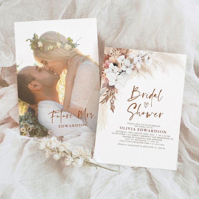 Floral Terracotta Boho Bridal Shower Mrs Photo Invitation (Creator Uploaded)