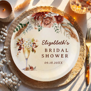 Floral Terracotta Boho Bridal Shower  Paper Plate