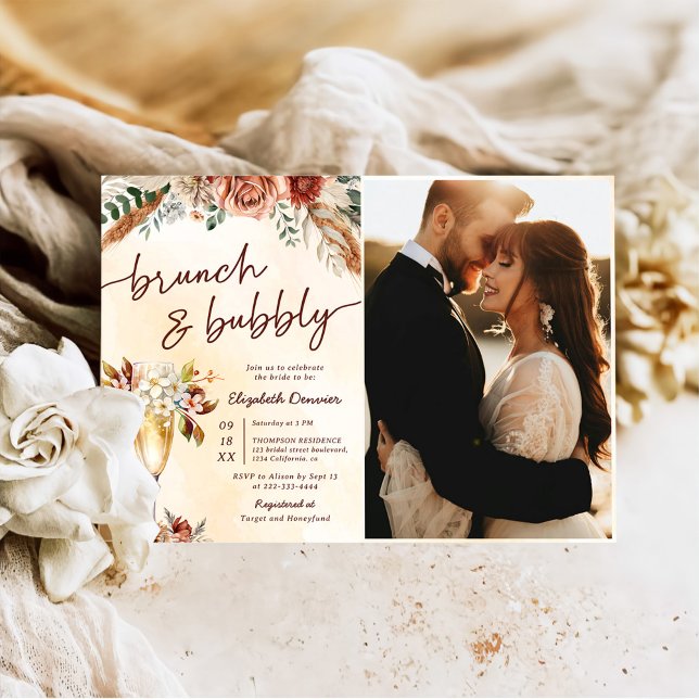 Floral Terracotta Boho Bridal Shower Photo Invitation (Creator Uploaded)