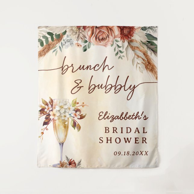 Floral Terracotta Boho Bridal Shower  Tapestry (Front)