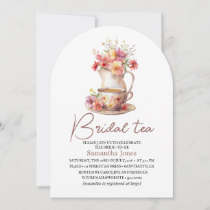 Floral Terracotta Boho Tea Party Bridal Shower  Invitation
