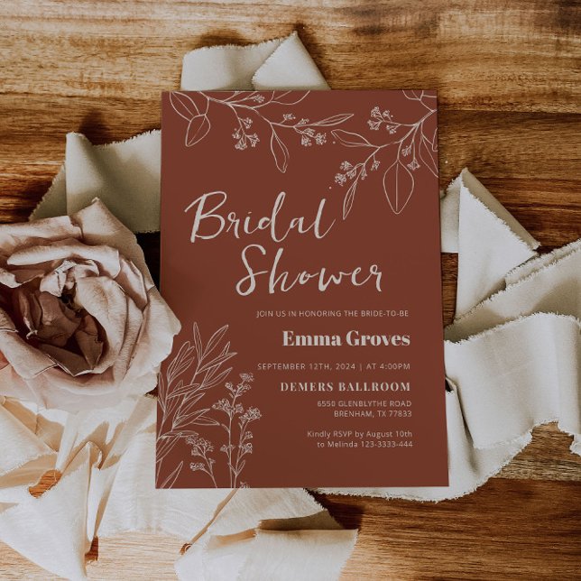 Floral Terracotta Bridal Shower Invitation (Creator Uploaded)