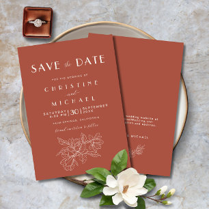 Floral Terracotta Elegant Wedding BOHO Save The Date