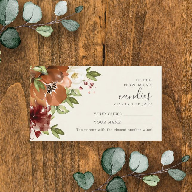 Floral Terracotta How Many Candies  card (Creator Uploaded)
