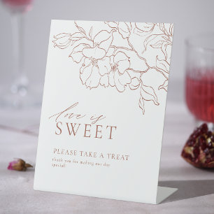 Floral terracotta Love is Sweet Wedding favour sig Pedestal Sign