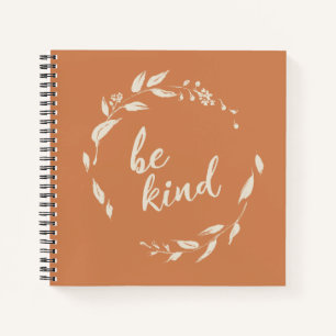 Floral Terracotta Rustic Kindness Gratitude Quote Notebook