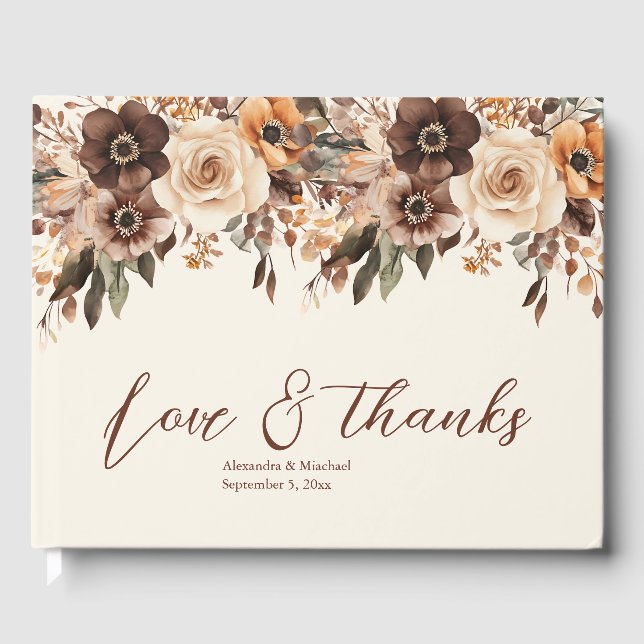 Floral Terracotta Wedding Guest Book (Front)
