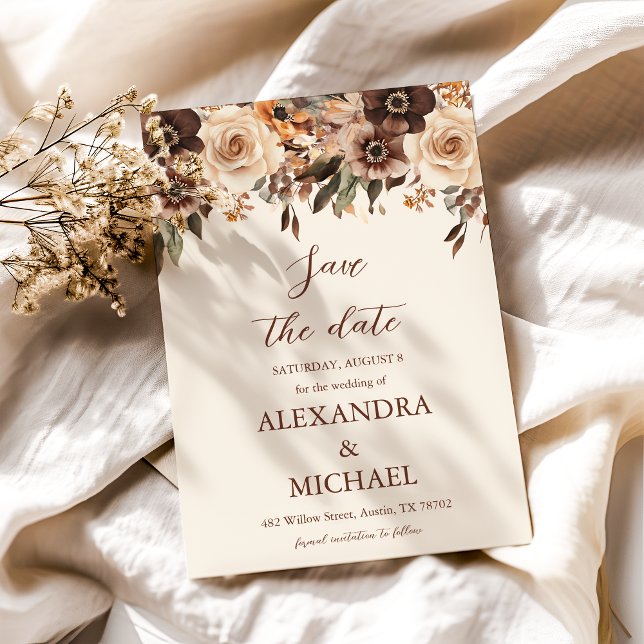 Floral Terracotta Wedding Save The Date (Creator Uploaded)