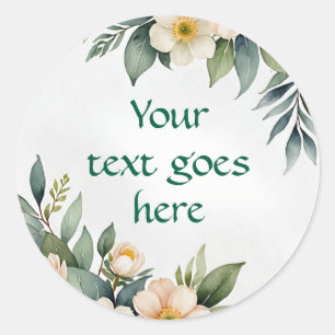 floral text illustration watercolor with sympathy classic round sticker
