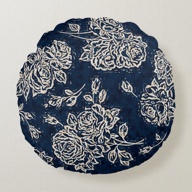 Floral texture repeat modern patternbackground,bat round cushion (Front)