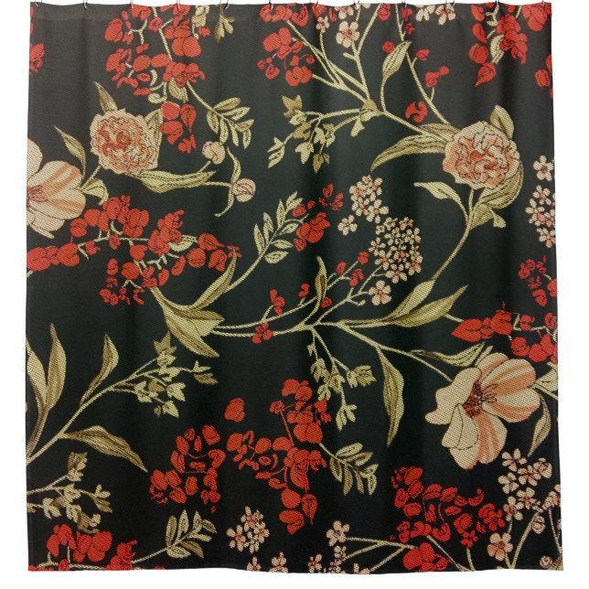Floral Texture: Seamless Flower Pattern Shower Curtain (Front)