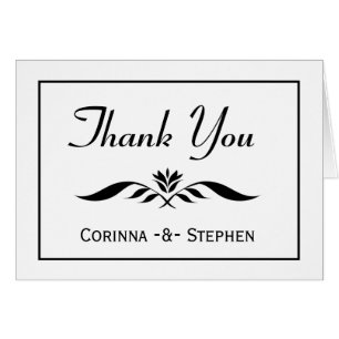 Floral Thank You Black And White Elegant Modern