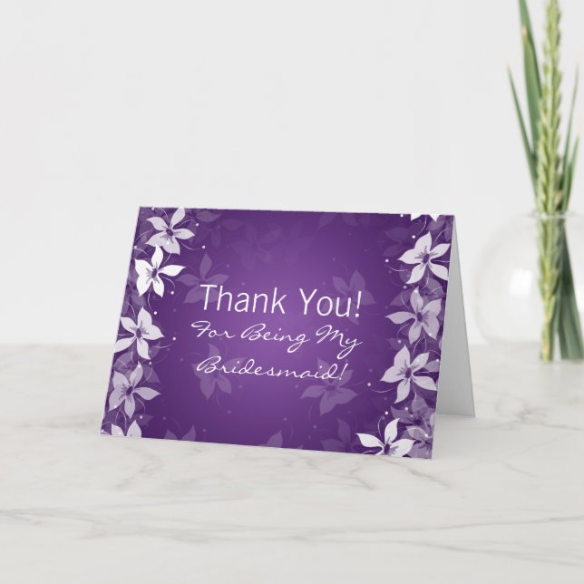 Floral Thank You Bridesmaid Exotic Blooms Purple (Front)