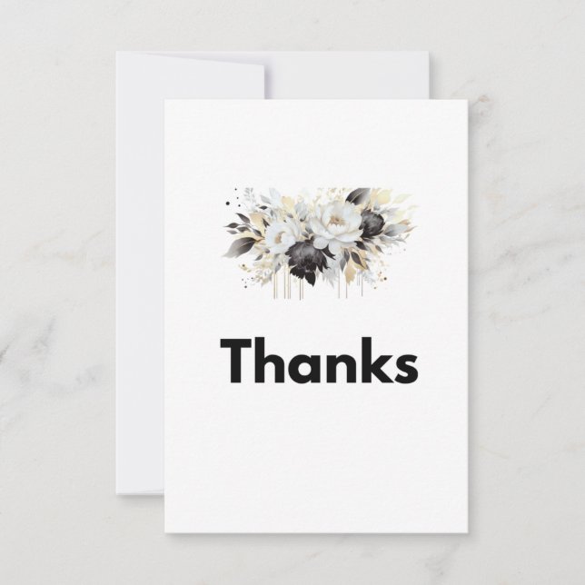 Floral Thank You Card - Flat (blank on one side) (Front)