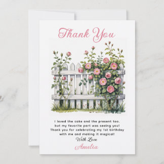 Floral Thank You Card for First Birthday 