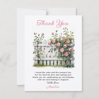 Floral Thank You Card for First Birthday 