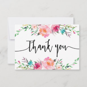 Floral thank you card, greenery, boho card