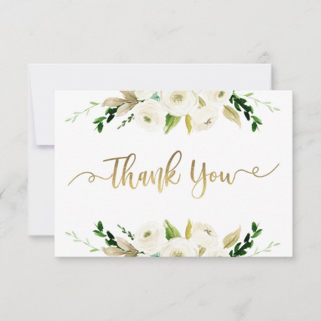 Floral thank you card, greenery card (Front)