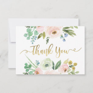 Floral thank you card, greenery card