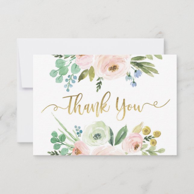 Floral thank you card, greenery card (Front)