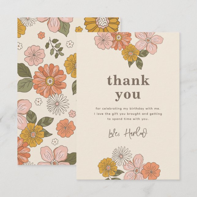 Floral Thank You Card | Retro Floral (Front/Back)