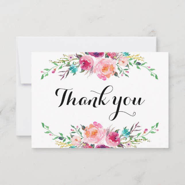 Floral thank you card, wedding card (Front)