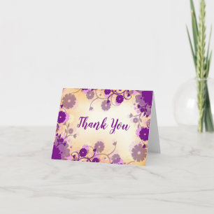 Floral Thank You Card with Purple Flowers Blank