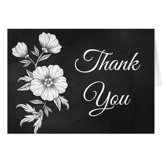 Floral Thank You Chalkboard Wedding Flower Vintage (Front Horizontal)
