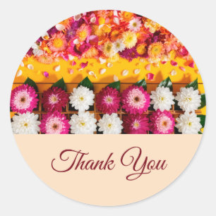Floral “Thank You” Classic Round Sticker